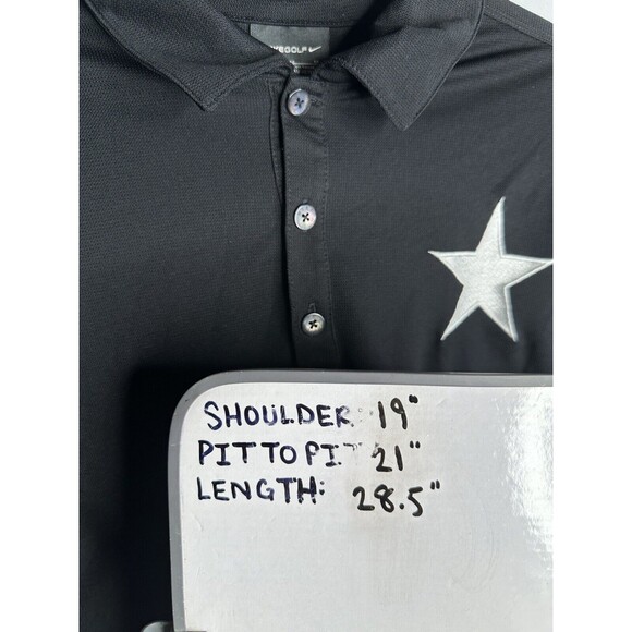 Nike‎ Golf Polo Shirt Black Dri Fit Embroidered Star Swoosh Men’s Size Medium - Picture 6 of 6